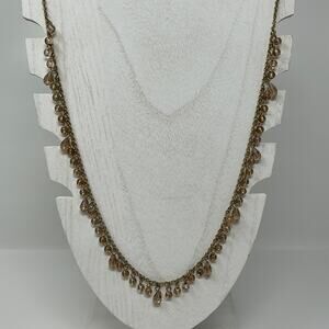 Banana Republic Gold Tone Necklace with Pinkish Beads Size 31 Inches